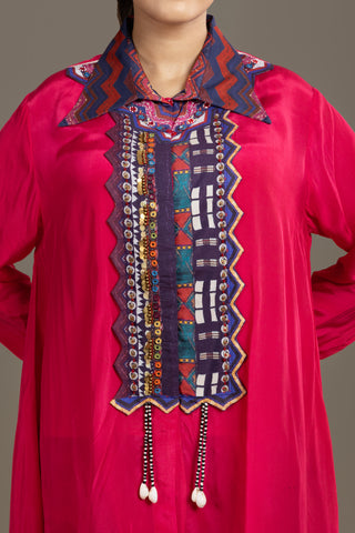 Vibrant Crimson Zest Shirt Kurta Set