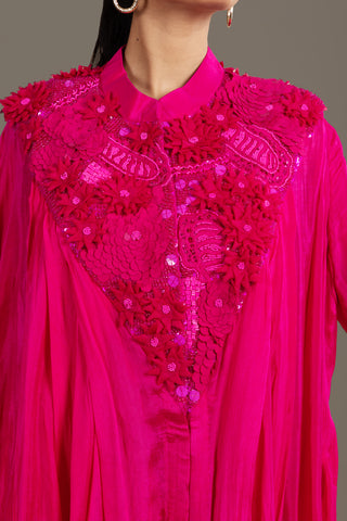 Exquisite Fuchsia Pink Draped Ensemble