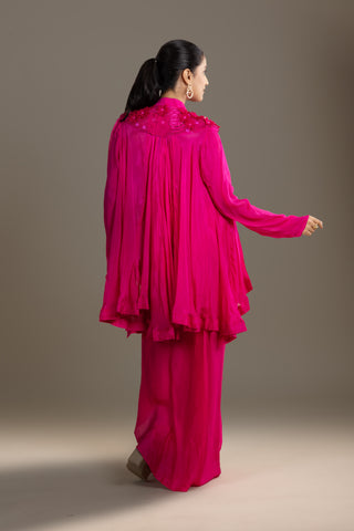 Exquisite Fuchsia Pink Draped Ensemble