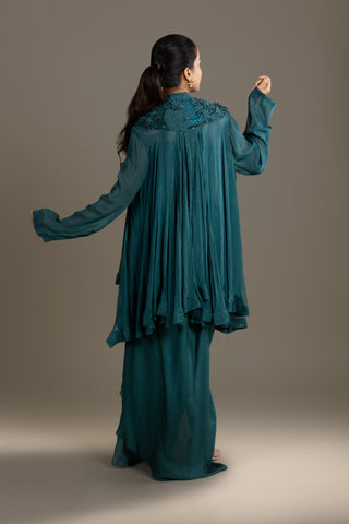 Luxurious Teal Drape Kurta