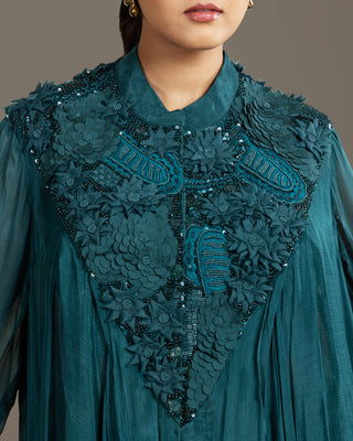 Luxurious Teal Drape Kurta