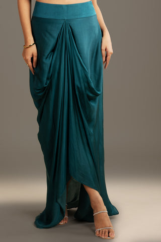 Luxurious Teal Drape Kurta