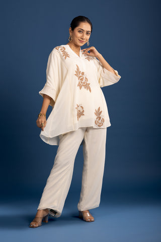 Graceful Ivory Embroidered Co-ord