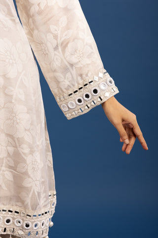 Subtle Beige Kurta Set with Elegant White Embroidered Details