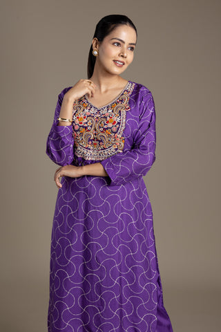 Royal Amethyst Purple Embroidered Kurta Set
