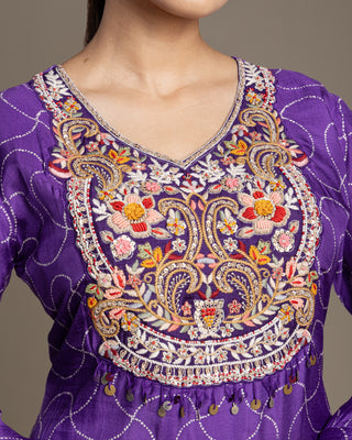Royal Amethyst Purple Embroidered Kurta Set