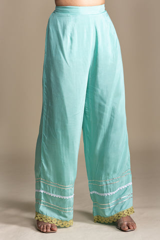 Fresh Aqua Blue Palazzo Kurta Set