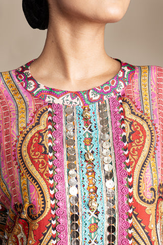 Bohemian Multi-Coloured Kaftan Co-ord set Set
