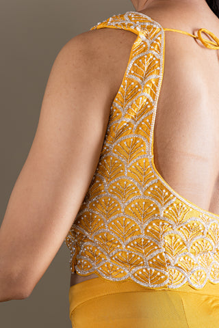 Marigold Yellow Embroidered Saree