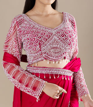 Scarlet Red Pre-Draped Saree