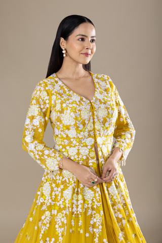Golden Marigold Yellow Jacket  Anarkali