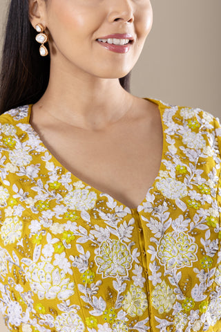 Golden Marigold Yellow Jacket  Anarkali