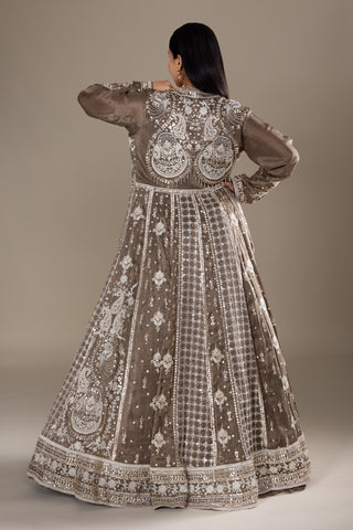 Smokey Taupe Brown Lehenga
