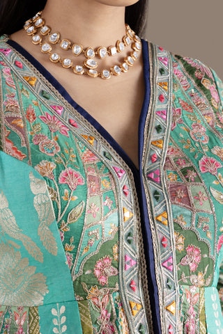 Pastel Mint Green Brocade Jacket Lehenga