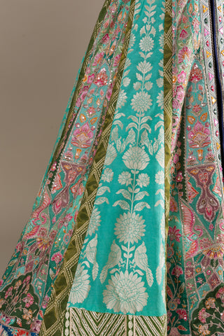 Pastel Mint Green Brocade Jacket Lehenga