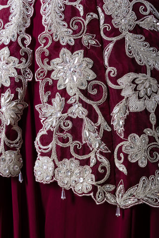 Plum Berry Peplum Ensemble with Silver Hand Embroidery