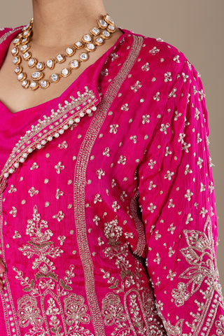 Bold Fuchsia Drape Saree