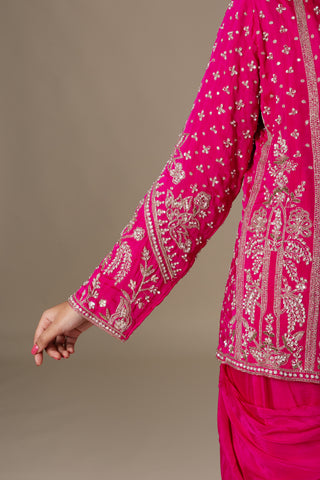 Bold Fuchsia Drape Saree