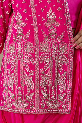 Bold Fuchsia Drape Saree