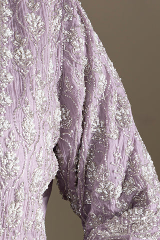 Soft Mauve Drape Saree Set