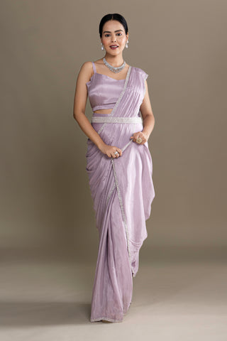 Soft Mauve Drape Saree Set