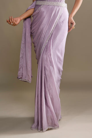 Soft Mauve Drape Saree Set