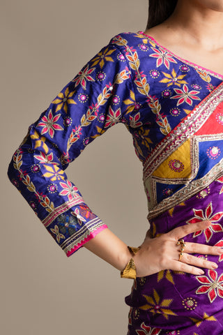 Majestic Plum Mosaic Hand Emroidered  Saree