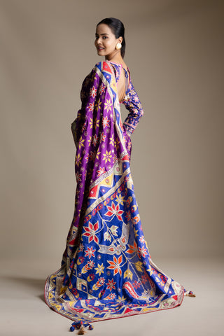 Majestic Plum Mosaic Hand Emroidered  Saree