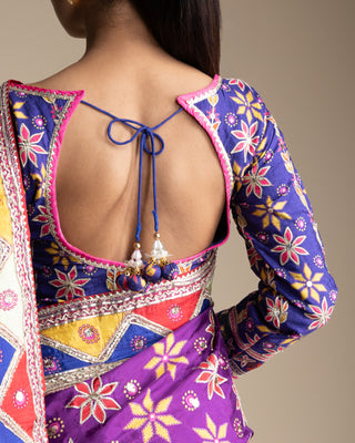 Majestic Plum Mosaic Hand Emroidered  Saree