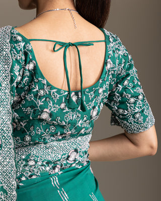 Emerald Blossom Elegance Saree