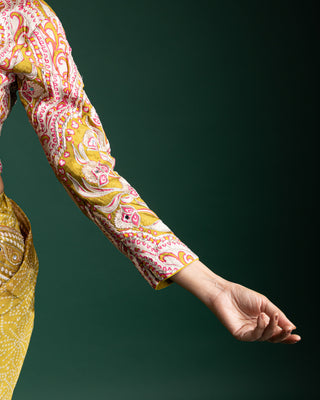 Antique Ochre Blossom Bandhani Print Saree