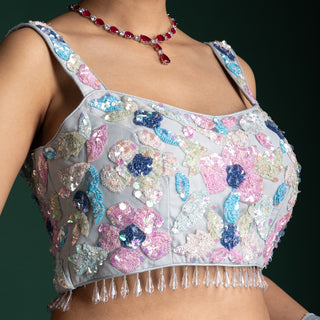 Moonlit Mist Shimmer Saree