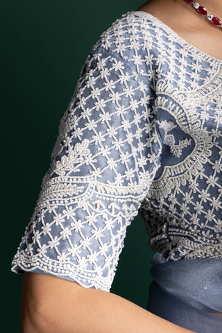 Ethereal Powder Blue Frost Saree