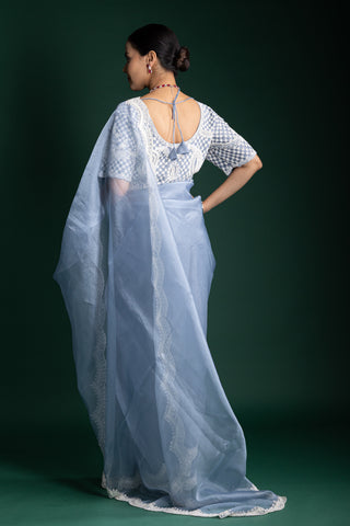 Ethereal Powder Blue Frost Saree