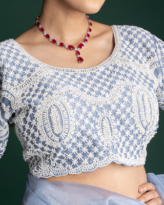 Ethereal Powder Blue Frost Saree