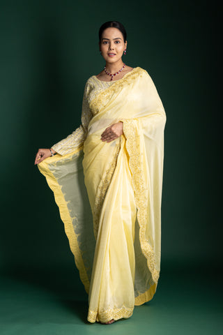 Citrus Glow Luxe Crepe Saree