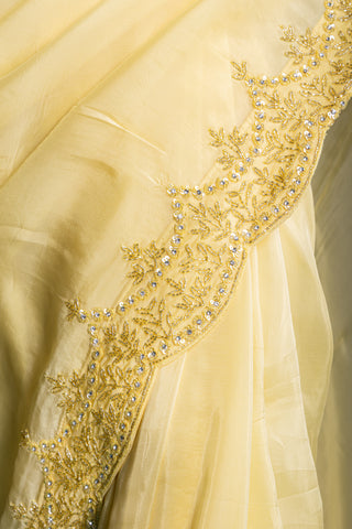 Citrus Glow Luxe Crepe Saree