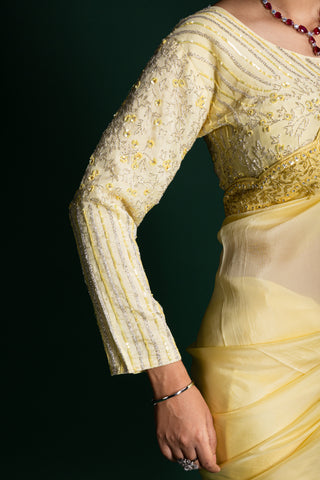 Citrus Glow Luxe Crepe Saree