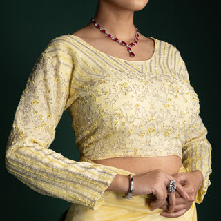 Citrus Glow Luxe Crepe Saree