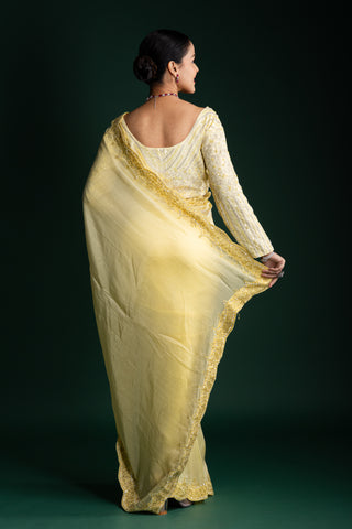 Citrus Glow Luxe Crepe Saree