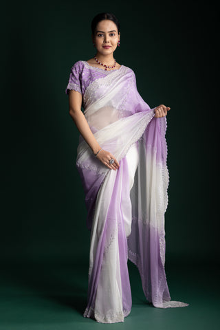 Lilac Whisper Harmony Organza Saree
