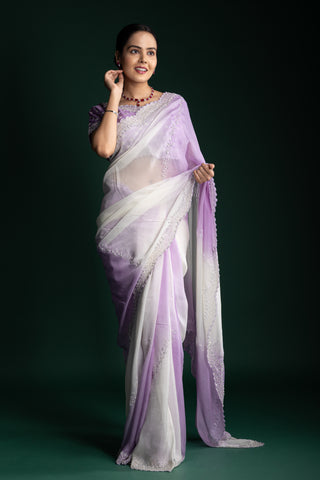 Lilac Whisper Harmony Organza Saree