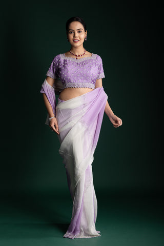 Lilac Whisper Harmony Organza Saree