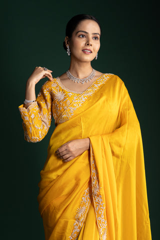 Marigold Luxe Radiance Silk Saree
