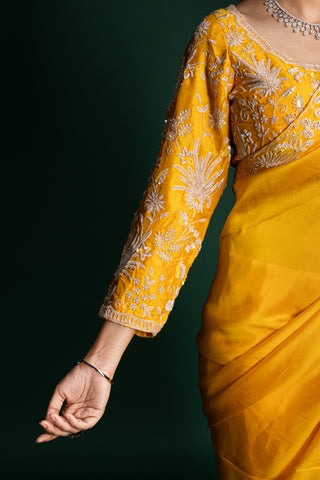 Marigold Luxe Radiance Silk Saree
