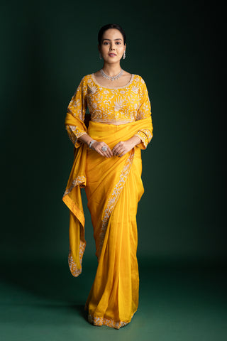 Marigold Luxe Radiance Silk Saree