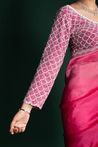 Fuchsia Rose Delight Ombre Saree