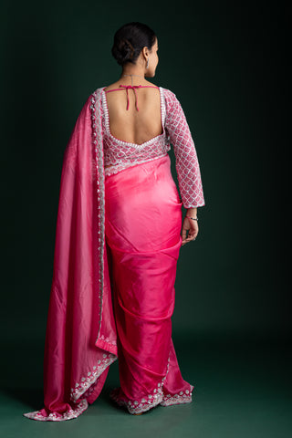 Fuchsia Rose Delight Ombre Saree