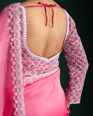 Fuchsia Rose Delight Ombre Saree