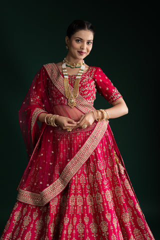 Crimson Red Bridal Lehenga